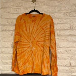 Orange long sleeve tie dye tee XL